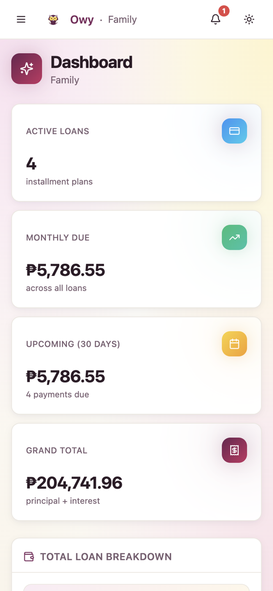 Owy app on iPhone